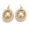 Brass Micro Pave Clear Cubic Zirconia Pendants, Long-Lasting Plated, Oval with Planet, Real 18K Gold Plated, 18x12.5x3mm, Hole: 3.6mm