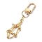 Brass Braided Macrame Pouch Empty Stone Holder for Keychain, with Brass Cable Chains and Alloy Swivel Clasps, Real 18K Gold Plated, 8.55cm