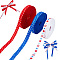 3 Rolls 3 Colors Independence Day Theme Polyester Grosgrain Ribbon, for Gift Wrapping, Party Decoration, Star Pattern, Mixed Color, 3/8 inch(10mm), 10 Yards/Roll, 1 roll/color