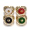 Brass Enamel Cuff Rings, Open Rings, Cadmium Free & Lead Free, Hexagon with Flower, Golden, Mixed Color, US Size 6 3/4(17.1mm)