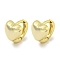 Heart Brass Hoop Earrings, Real 18K Gold Plated, 9x8mm