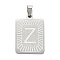 Non-Tarnish 304 Stainless Steel Pendants, Rectangle with Alphabet, Letter.Z, 30x20x1.5mm, Hole: 3x6mm