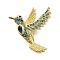 Brass Micro Pave Cubic Zirconia Pendants, Bird Charms, Lead Free & Cadmium Free, Rack Plating, Long-Lasting Plated, with Jump Ring, Real 18K Gold Plated, 33x30.5x7mm, Hole: 3mm