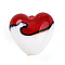 Handmade Lampwork Beads, Heart, Two Tone, Red, 19~20.5x20~20.5x11~12.5mm, Hole: 1.5~2.5mm