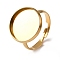 304 Stainless Steel Adjustable Ring Components, Round Pad Ring Settings, Ion Plating(IP), Real 18K Gold Plated, Tray: 16mm, 18mm, Inner Diameter: 19mm