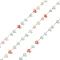 Handmade Glass Beaded Chains, Faceted, Unwelded, with 304 Stainless Steel Chains, Golden, Round, Tomato, 3x2.5mm