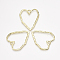 Alloy Pendants, Heart, Light Gold, 38x33x1.5mm, Hole: 3mm