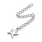 Tarnish Resistant 304 Stainless Steel Chain Extender, Curb Chain, with 202 Stainless Steel Charms, Starfish, Stainless Steel Color, 60~71mm, Link: 3.7x3x0.5mm, Starfish: 11x8.5x0.6mm