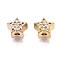 Brass Micro Pave Clear Cubic Zirconia Beads, Cadmium Free & Nickel Free & Lead Free, Star, Real 18K Gold Plated, 6.5x7x4mm, Hole: 1.5mm