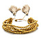 Faceted Glass Braided Bead Bracelets, Adjustable Tassel Woven Multi-strand Bracelets for Women, Gold