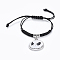 Adjustable Korean Waxed Polyester Cord Braided Bead Bracelets, with Alloy Enamel Pendants, Skull Face, Black, 3/4 inch~3-1/4 inch(2~8.3cm)