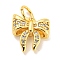 Rack Plating Brass Micro Pave Clear Cubic Zirconia Pendants, Long-Lasting Plated, with Jump Rings, Lead Free & Cadmium Free, Bowknot, Real 18K Gold Plated, 10.5x10x3.5mm, Hole: 3mm