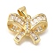 Rack Plating Brass Micro Pave Cubic Zirconia Charms, Long-Lasting Plated, Cadmium Free & Lead Free, Bowknot Charms, Real 18K Gold Plated, 13.5x18.5x6mm, Hole: 3.5x4mm