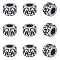 304 Stainless Steel European Beads, Large Hole Beads, Column with Fleur De Lis, Antique Silver, 9x6.5mm, Hole: 4.5mm, 10pcs/box
