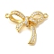 Rack Plating Brass Pave Clear Cubic Zirconia Bowknot Connector Charms, Lead Free & Cadmium Free, Long-Lasting Plated, Real 18K Gold Plated, 27x33.5x6.5mm, Hole: 1.7mm