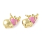 Brass Enamel Pendants, Hippo Charm, with Jump Ring, Lead Free & Cadmium Free, Long-Lasting Plated, Rack Plating, Real 18K Gold Plated, Pearl Pink, 9.5x17x6.5mm, Hole: 3.4mm