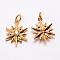 Brass Pendants, Micro Pave Grade AAA Cubic Zirconia, Flower, Cadmium Free & Nickel Free & Lead Free, Real 18K Gold Plated, 16x14x4mm, Hole: 3mm