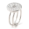 304 Stainless Steel Open Cuff Ring for Women, with Rhinestone, Flat Round, Stainless Steel Color, US Size 6(16.5mm)