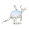 Opalite Pendants, with Platinum Tone Brass Findings, Kangaroo, 34x48x6.5~7mm, Hole: 5.5x7mm