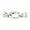 Rack Plating Brass Fold Over Clasps, Oval, Lead Free & Cadmium Free, Long-Lasting Plated, Platinum, 22x40mm, Hole: 1.4mm