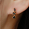 Elegant Geometric 925 Sterling Silver Cubic Zirconia Hoop Earrings, Simple and Fashionable, Golden, Black, 12x4mm