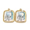 Alloy Enamel Pendants, with ABS Imitation Pearl and Glass, Rectangle Charms, Rack Plating, Jellyfish, 30x22x5.5mm, Hole: 1.8mm