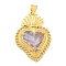Rack Plating Brass Pendants, with Glass, Long-Lasting Plated, Cadmium Free & Lead Free, Strawberry Charms, Lilac, 30x21x6.5mm, Hole: 4x3.5mm