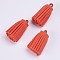Faux Suede Tassel Pendant Decorations, Coral, 33x13~15mm, Hole: 3~4mm