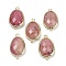 Natural Rhodonite Faceted Connector Charms, Rack Plating Brass Oval Links, Golden, 22.5~23x13.5~14x6mm, Hole: 1.4mm