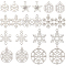 20Pcs 10 Style Christmas 201 & 304 Stainless Steel Pendants, Snowflake, Stainless Steel Color, 14~22x11.7~20x1mm, Hole: 1.2~1.6mm, 2pcs/style