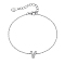 925 Sterling Silver Cable Chain Link Bracelets, Cubic Zirconia Letter Jewelry for Women, Platinum, Letter V, 5-7/8 inch(15cm)