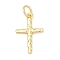 Brass Pendants, Cross Charms, Long-Lasting Plated, Lead Free & Cadmium Free, Rack Plating, with Jump Ring, Real 18K Gold Plated, 17x11x1.5mm, Hole: 3.3mm