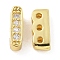 Rack Plating Brass Micro Pave Cubic Zirconia Multi-Strand Links, Long-Lasting Plated, Lead Free & Cadmium Free, Real 18K Gold Plated, 10x3x4mm, Hole: 1.2mm