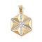 Brass Micro Pave Cubic Zirconia Pendants, Cadmium Free & Lead Free, Hexagon Charms, Platinum & Golden, 23x18x3mm, Hole: 5x3.5mm
