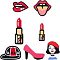 28Pcs 7 Style Acrylic Cabochon, Lipstick & Mouth & Lip, Mixed Color, 22.5~55x13~47x2.2mm, 4pcs/style