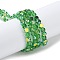 Transparent Electroplate Glass Beads Strands, AB Color Plated, Faceted, Flat Round, Green, 4x4x2.5mm, Hole: 1.1mm, about 145~155pcs/strand, 20.08''~21.65''(51~55cm)