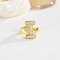 Brass Micro Pave Clear Cubic Zirconia Cuff Rings, Golden, Letter I, Inner Diameter: Adjustable