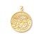 Rack Plating Brass Clear Cubic Zirconia Pendants, Long-Lasting Plated, Lead Free & Cadmium Free, Flat Round with Moon, Real 18K Gold Plated, 24x19x4mm, Hole: 4x2mm