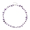 Natural Amethyst Chip Beaded Necklaces, with 304 Stainless Steel Chain Extender, Stainless Steel Color, 16.65 inch(42.3cm)