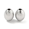 Brass Textured Beads, Cadmium Free & Nickel Free & Lead Free, Oval, Real Platinum Plated, 14x10mm, Hole: 3mm