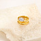 304 Stainless Steel Pave Cubic Zirconia Finger Rings, Golden, Oval, US Size 7(17.3mm)