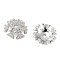Brass Micro Pave Clear Cubic Zirconia Bead Caps, Flower, Platinum, 7.5x2.5mm, Hole: 1mm