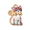 Alloy Enamel Pendants, Cadmium Free & Lead Free, Light Gold, Cat Charm, Misty Rose, 21x14x1.5mm, Hole: 2mm