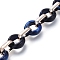 Transparent Acrylic Handmade Cable Chain, Flat Oval, Dark Blue, 18.5x11.5x4.5mm, about 39.37 inch(1m)/strand