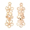 Brass with Glass Pendants, Flower Charm, Real 18K Gold Plated, 28x8x2mm, Hole: 1.4mm