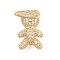 Brass Micro Pave Clear Cubic Zirconia Slide Charms, Long-Lasting Plated, Boy, Golden, 14.5x10.5x6mm, Hole: 10x2mm