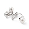 304 Stainless Steel Clip-on Earring Findings with Imitation Pearl Plastic Beaded, with Loops, Stainless Steel Color, 17.5x9x7mm