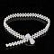 Alloy & Acrylic Imitation Pearl Beaded Elastic Chain Belts, White, Silver Color Plated, Bowknot, 600~800mm