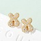 Brass Micro Pave Cubic Zirconia Stud Earrings, Rack Plating, Long-Lasting Plated, Real 18K Gold Plated, Letter X, 13.5x11mm