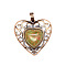 Retro Hollow Natural Unakite Pendants, Heart Pendants, with Red Copper Metal Finding, 30x30x8mm